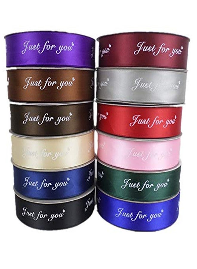canjoyn 50 Yards Per Roll Solid Color Ribbon "Just for You" Print Handcraft Fabric Satin Ribbon for Scrapbooking Gift Wrapping Bowknot DIY Packaging Wedding Party Decoration (Red) - Image 2